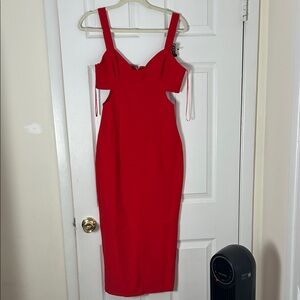 Zara Bold Red Midi Dress
